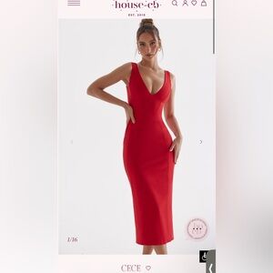 CeCe Vibrant Red Midi Dress